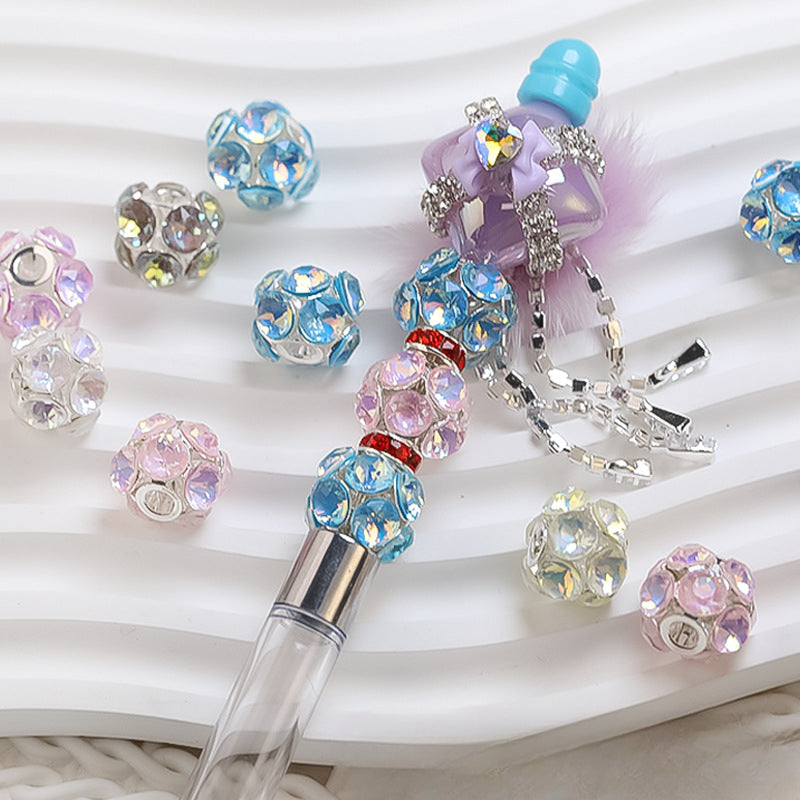 Wholesale 50PCS DIY Alloy Hollow Zircon Diamond Ball Color Rhinestone Hanging Ball